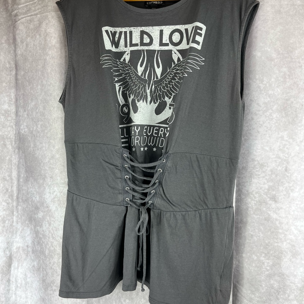Gray Sleeveless grunge punk/goth top